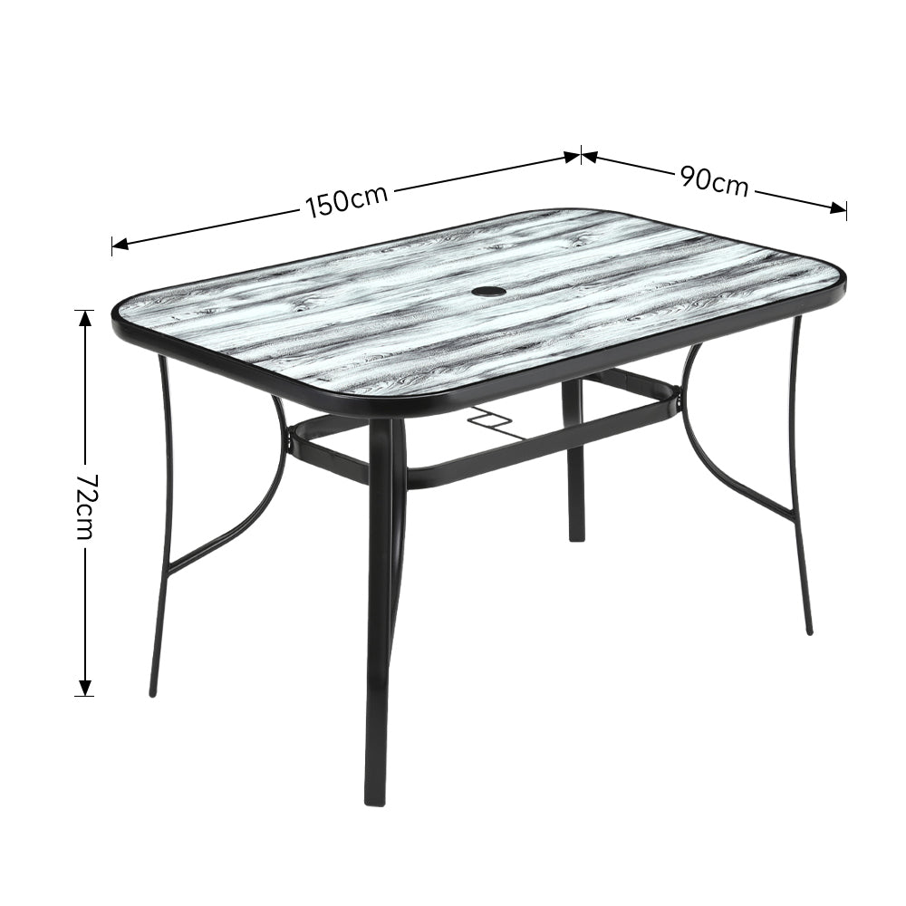 5 Pcs Garden Dining Set Coffee Table With Pe Rattan Chairs