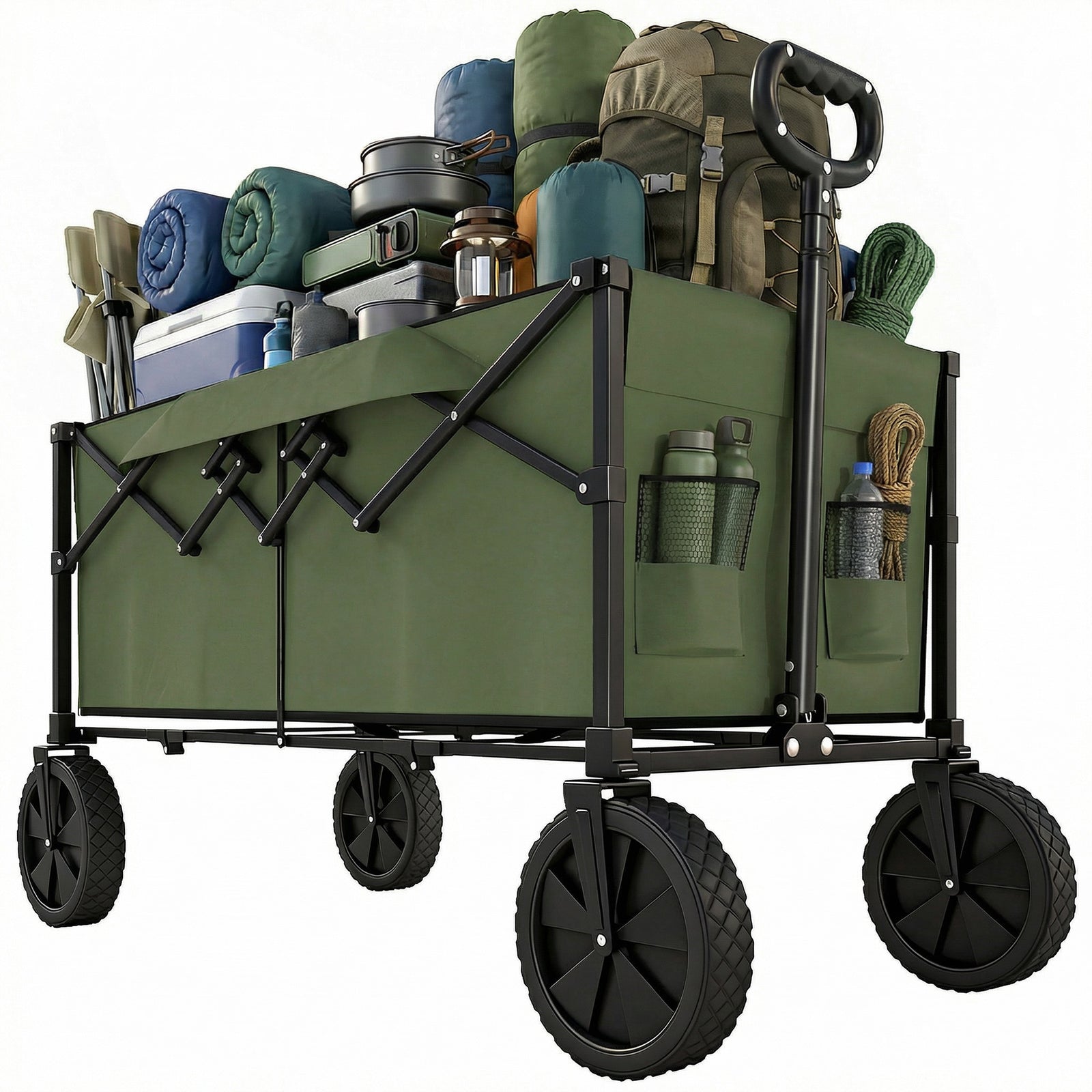 95l Foldable Festival Trolley On Wheels | Green