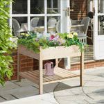 Elevated Planter Bed With Storage Shelf Natural