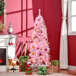 5/6/7ft Tall Prelit Pencil Artificial Christmas Tree | 7ft | Pink