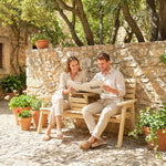 Outsunny Convertable 3-seater Wood Bench Table Garden W/ Armrests Natural