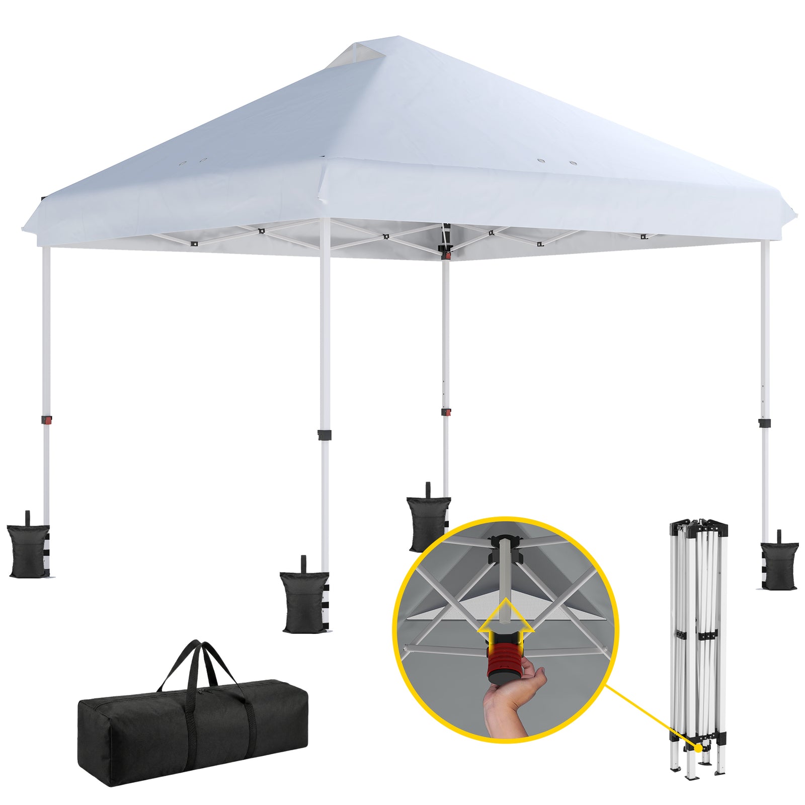 3x3 M Pop Up Gazebo W/ Wheels, One-touch Party Tent | White