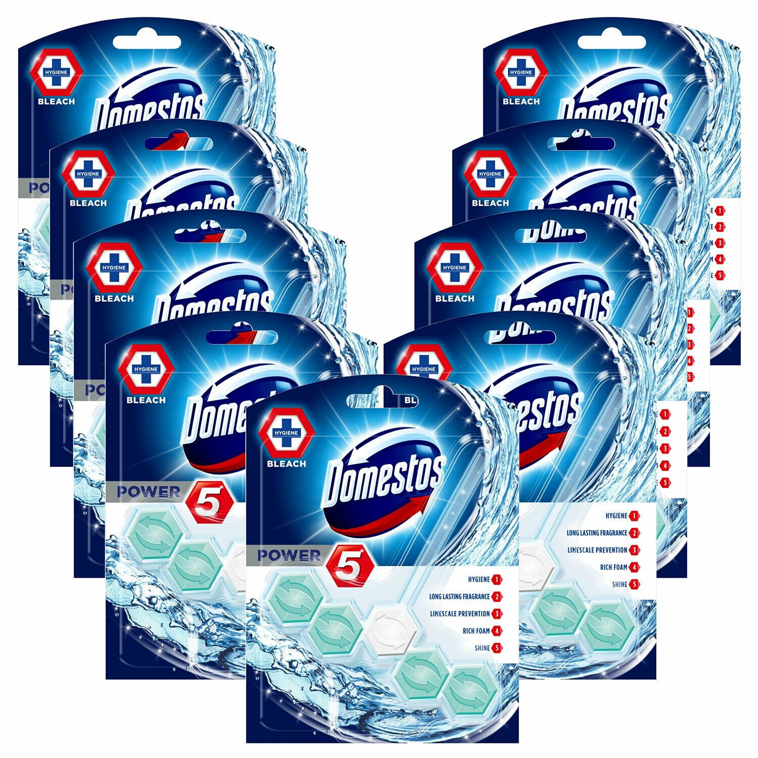 Power 5 With Bleach Toilet Rim Block 55g, Pack Of 9