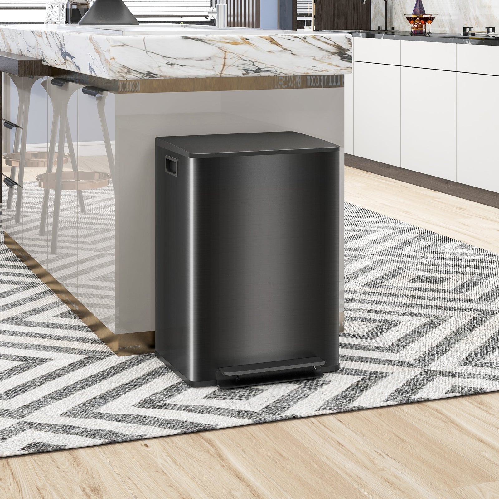 2 X 30l Double Kitchen Bin, Pedal Bin With Soft-close Lid