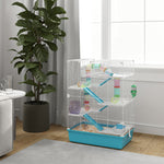 Pawhut 6 Tier Hamster Cage With Twin Tower And Accessories, Light Blue