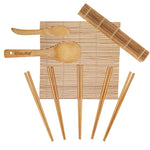 BlauKe Sushi Making Kit - 2 Bamboo Sushi Rolling Mats, 5 Pairs Chopsticks, Rice Paddle, Spreader - Beginner Sushi Maker Kit