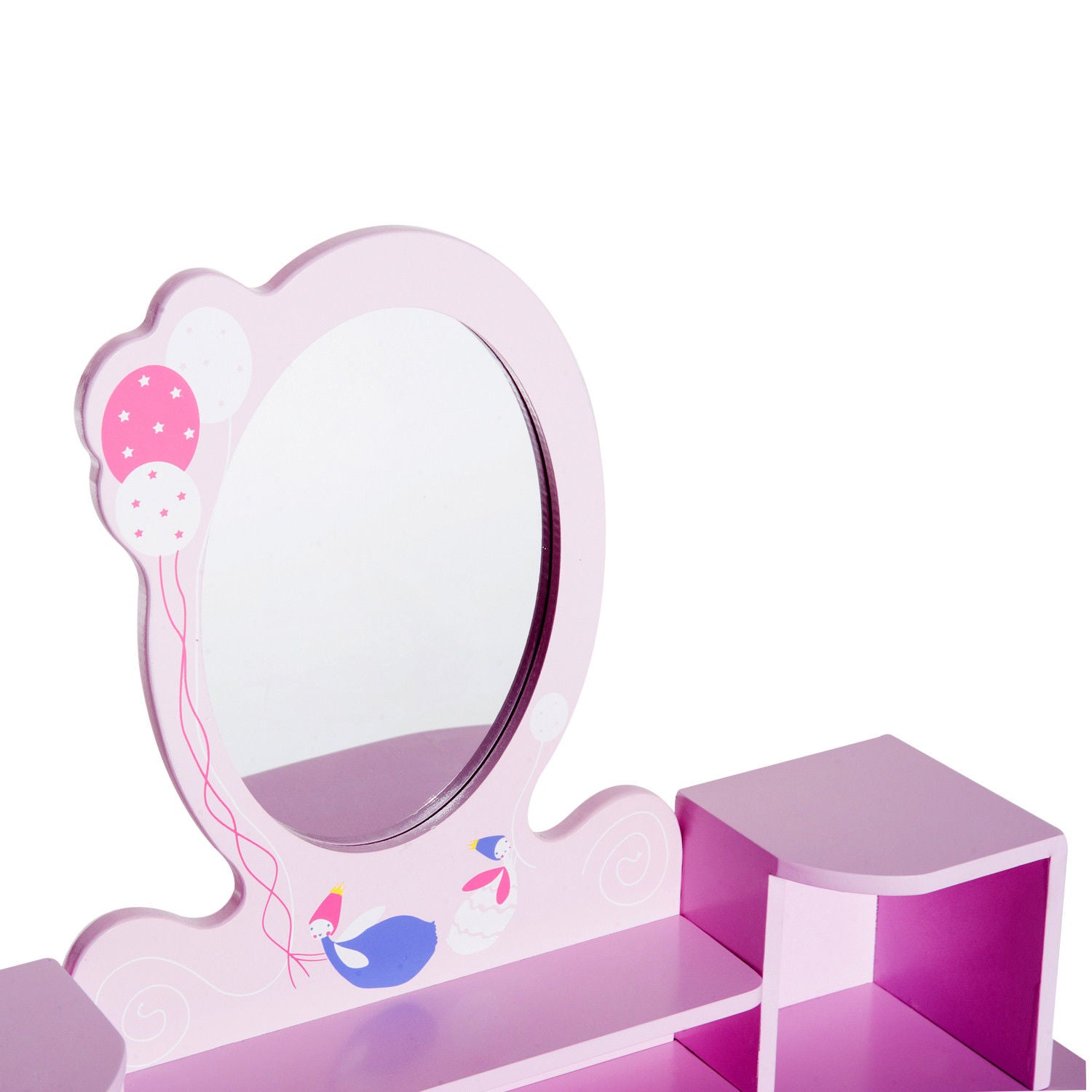 Kids Wooden Dressing Table With Stool Mirror Table And Desk Set Toys Pink
