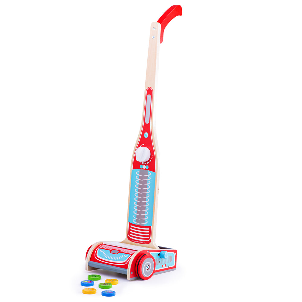 Wooden Toy Vacuum Cleaner - With 6 Magnetic Wooden Pieces