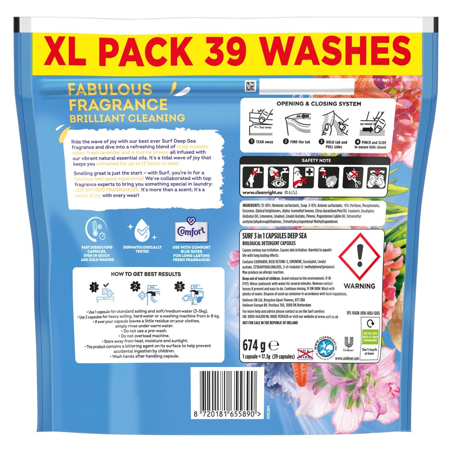3 In 1 Laundry Washing Detergent Capsules Deep Sea | 117 Washes