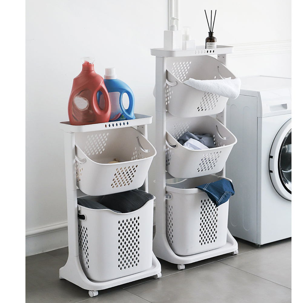 Living and Home Laundry Basket Bathroom Clothes Storage On Wheels