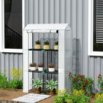 3 Tier Mini Greenhouse W/ Pe Cover, Roll-up Door | White