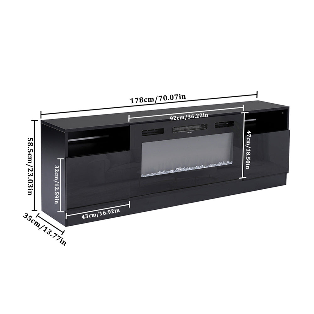 Recessed Electric Fireplace Tv Stand With Remote Control | Black