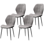 Dining Chairs Set Of 4, Flannel Upholstered Kitchen Chairs | Light Slate Gray