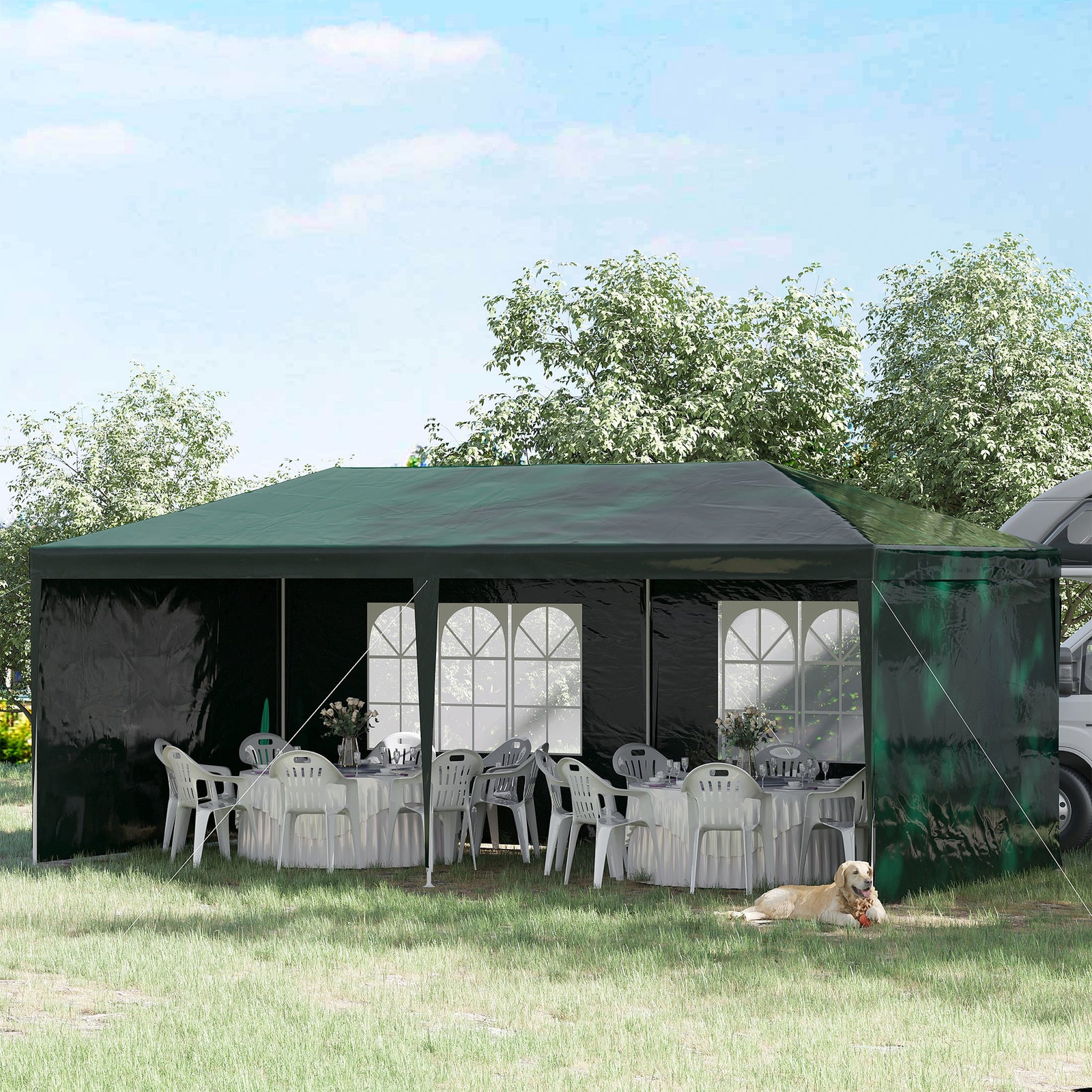 6m X 3m Garden Gazebo Marquee Canopy Party Tent Canopy Patio | Green