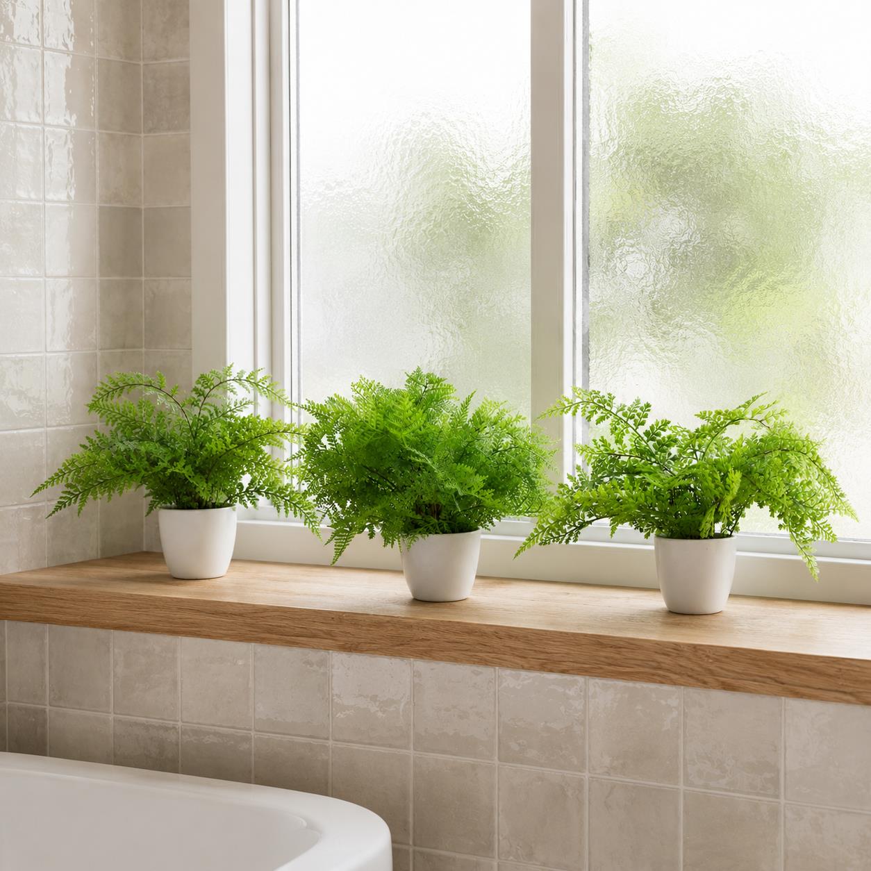Artificial Pack Of 3 X 30cm Ferns Southern Wood Lady And Royal Potted