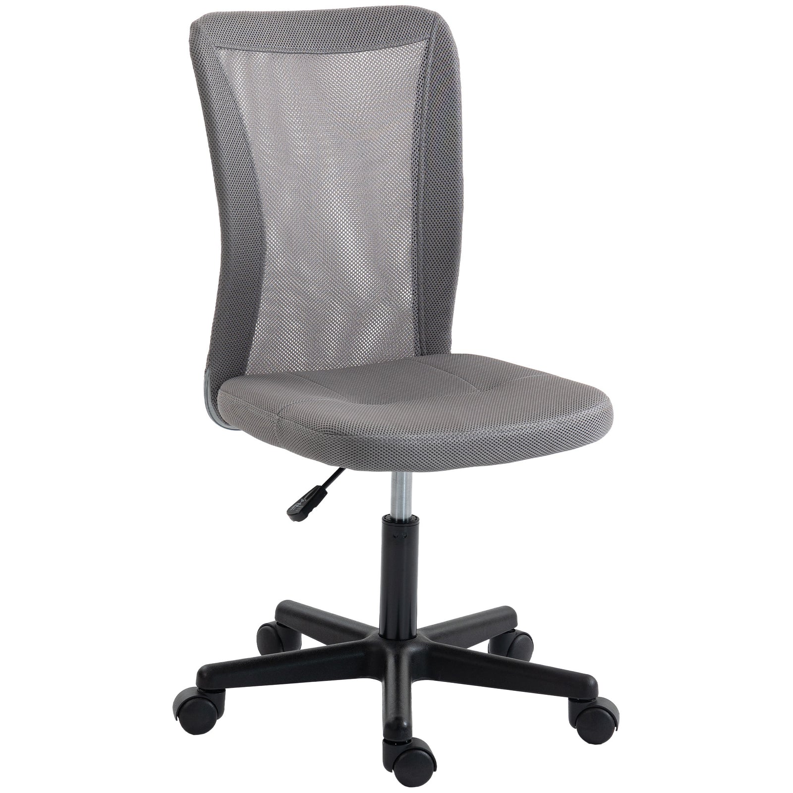 Armless Office Chair, Swivel Desk Chair W/ Adjustable Height | Grey