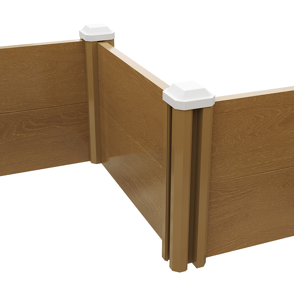 L-shaped Raised Garden Bed Planter, Wood-grain Pp Plastic With Open Bottom, Outdoor Vegetable & Flower Planter Box