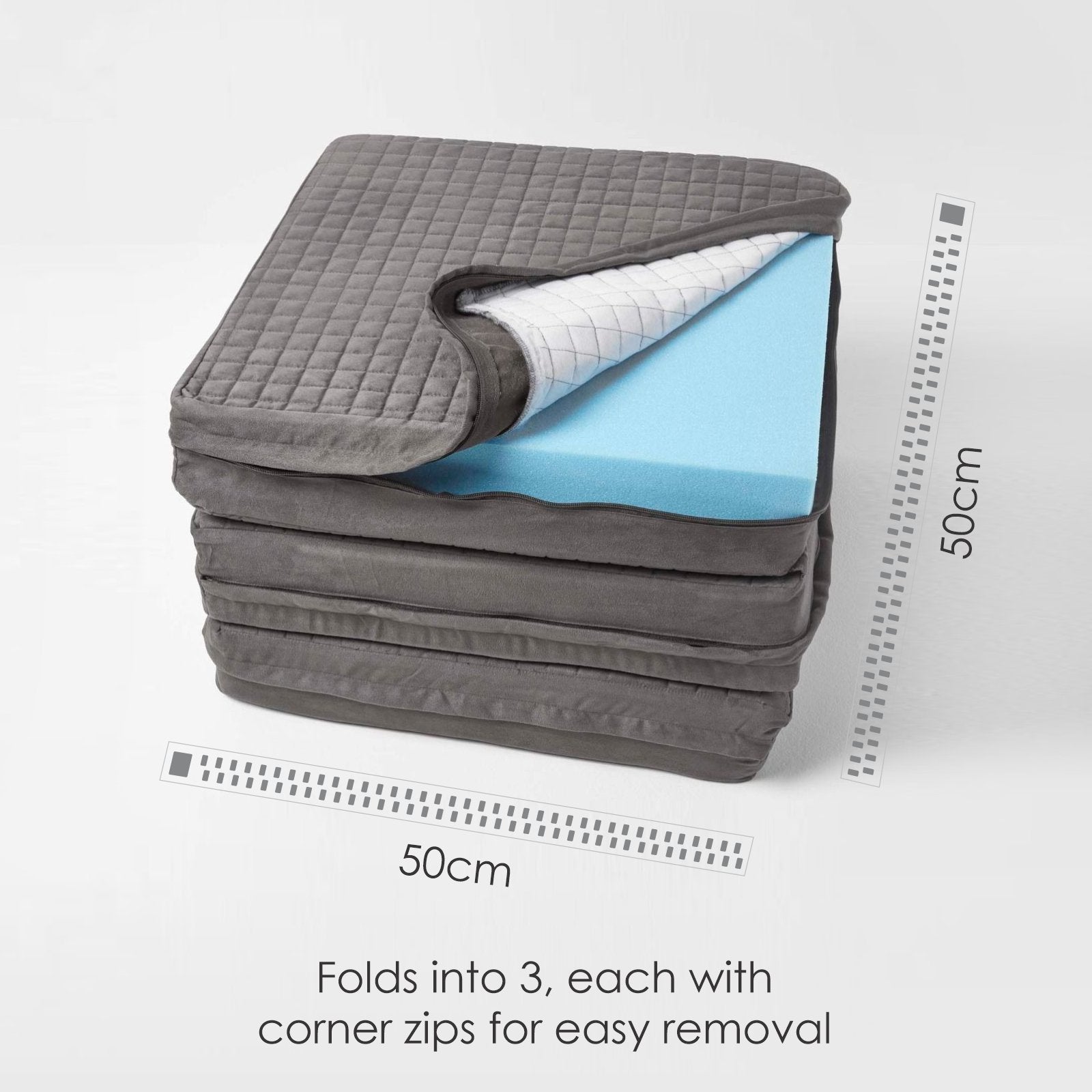 Faux Suede Orthopaedic Foam 3 Seater Booster Cushion | 50cm x 150cm | Grey