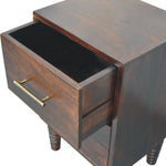 Solid Wood Spindle Mocha Bedside Table