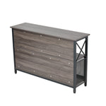 Industrial Wine Bar Cabinet With Metal Frame | Black & Grey