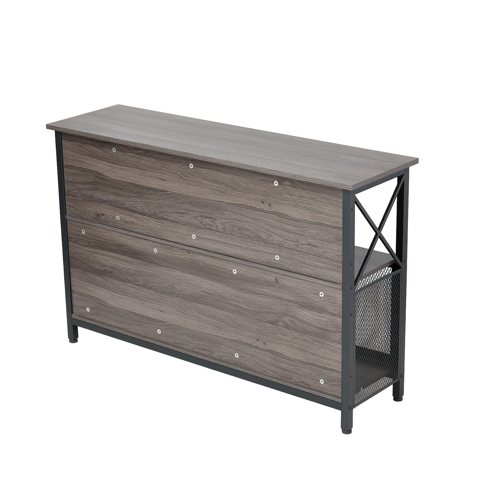 Industrial Wine Bar Cabinet With Metal Frame | Black & Grey