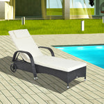 Adjustable Rattan Sun Lounger W/ Cushion | Black