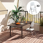 Folding Chair With Steel Frame, Garden Chair Set | Set of 2 | White