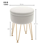 5l Velvet Footstool With Removable Lid For Bedroom | One Size | White