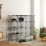 Diy Cat Cage Indoor, 4-tier Cat Enclosure W/ Hammock, Ramps, Doors, For 1-3 Cats