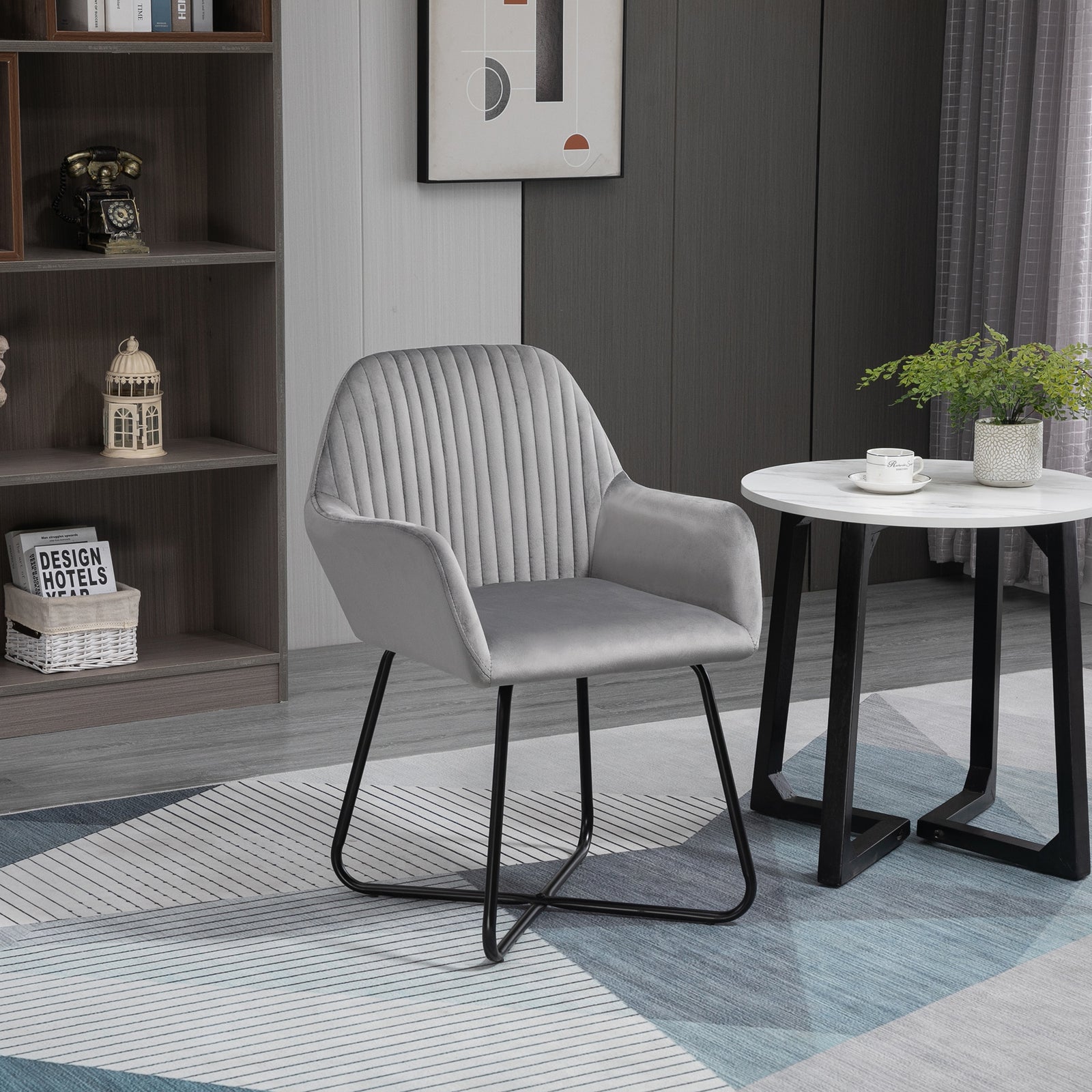 Accent Chair Velvet-feel Upholstered Lounge Armchair | One Size | Gray