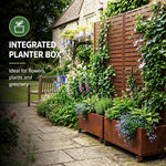 Metal Privacy Screen With Plant Pot - Slat | Rust