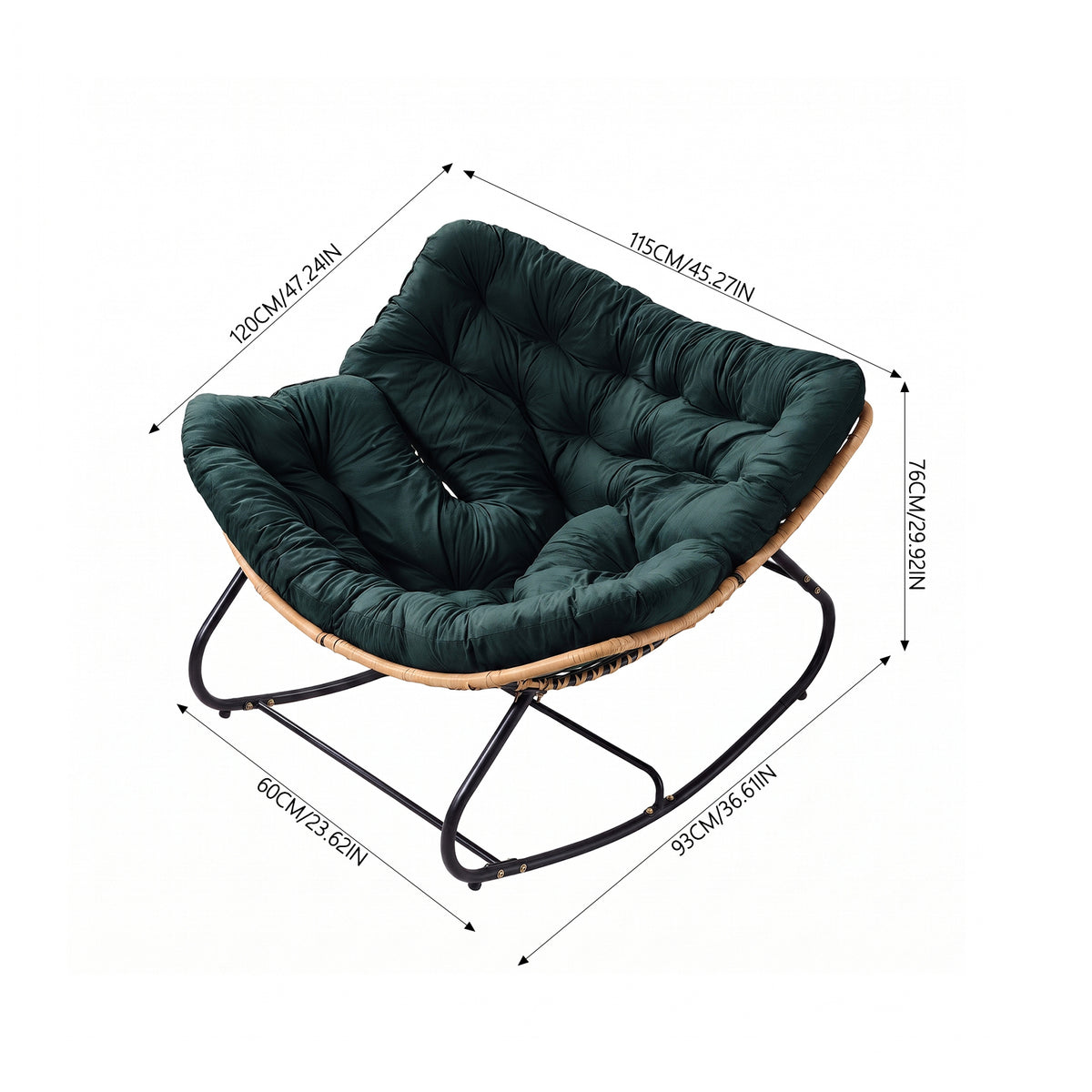 Modern Rocking Chair with Cushion – Compact | Green