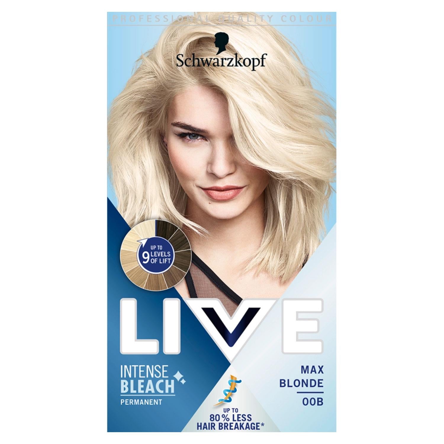 Live Intense Bleach Permanent Hair Dye Glossy Shine, 00b Max Blonde