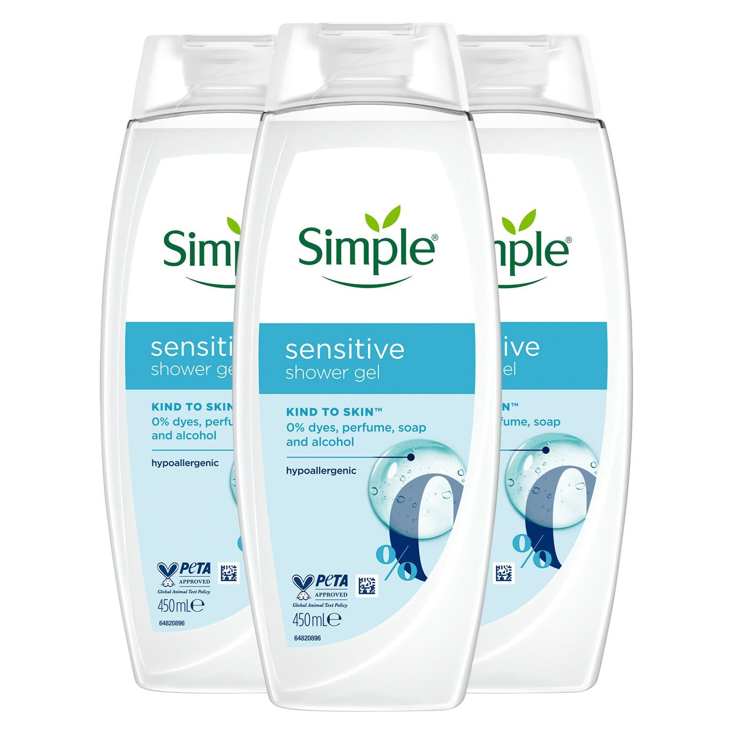 Kind To Skin Sensitive Shower Gel Body Wash W/ Hypoallergenic 450ml, 3pk | Set-of-3