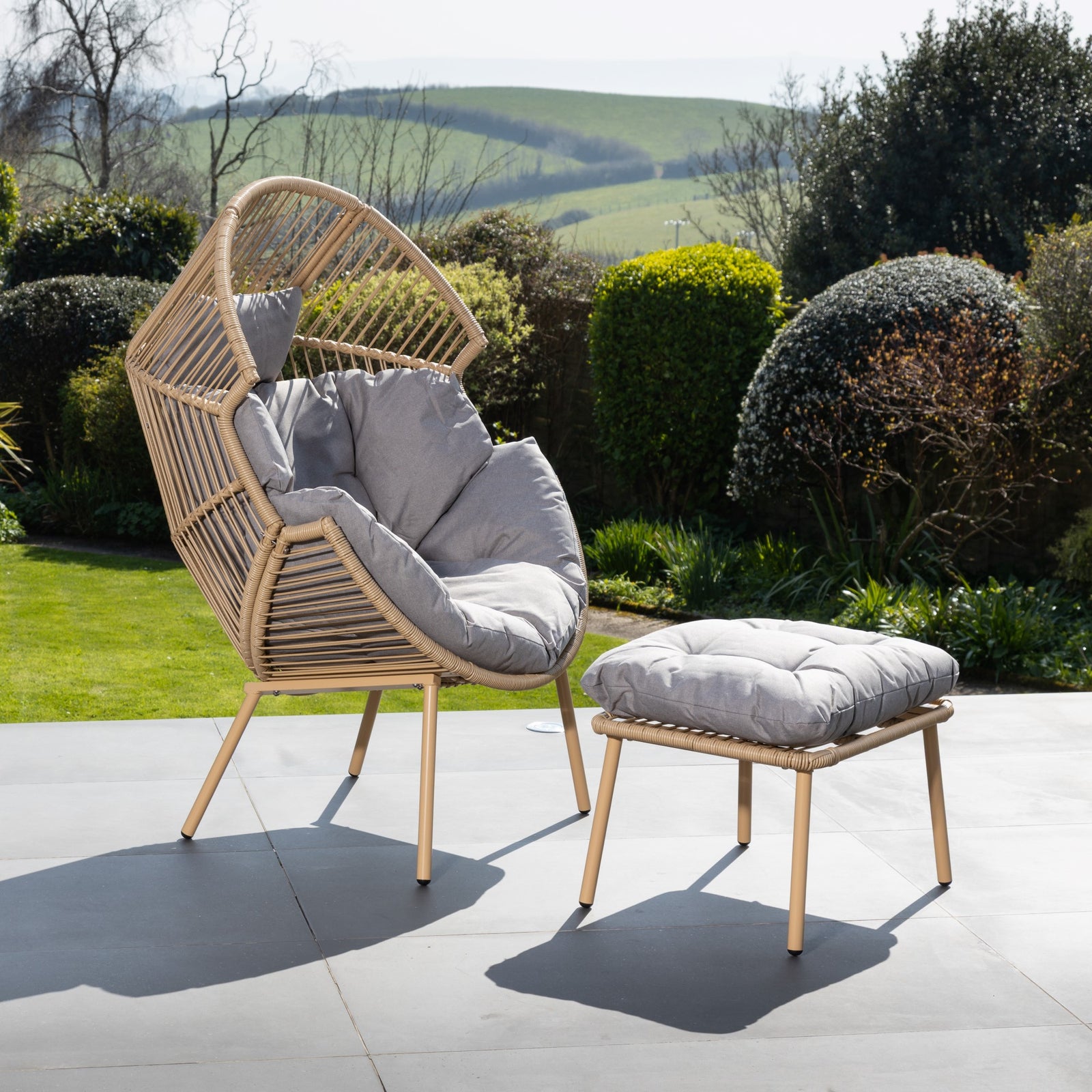 Nestara Standing Egg Chair And Stool | One Size | Grey