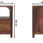 Arc-line Bedside Table, 1 Drawer, 1 Open Shelf, brown