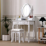 4 Drawers Dressing Table With Mirror & Stool Set