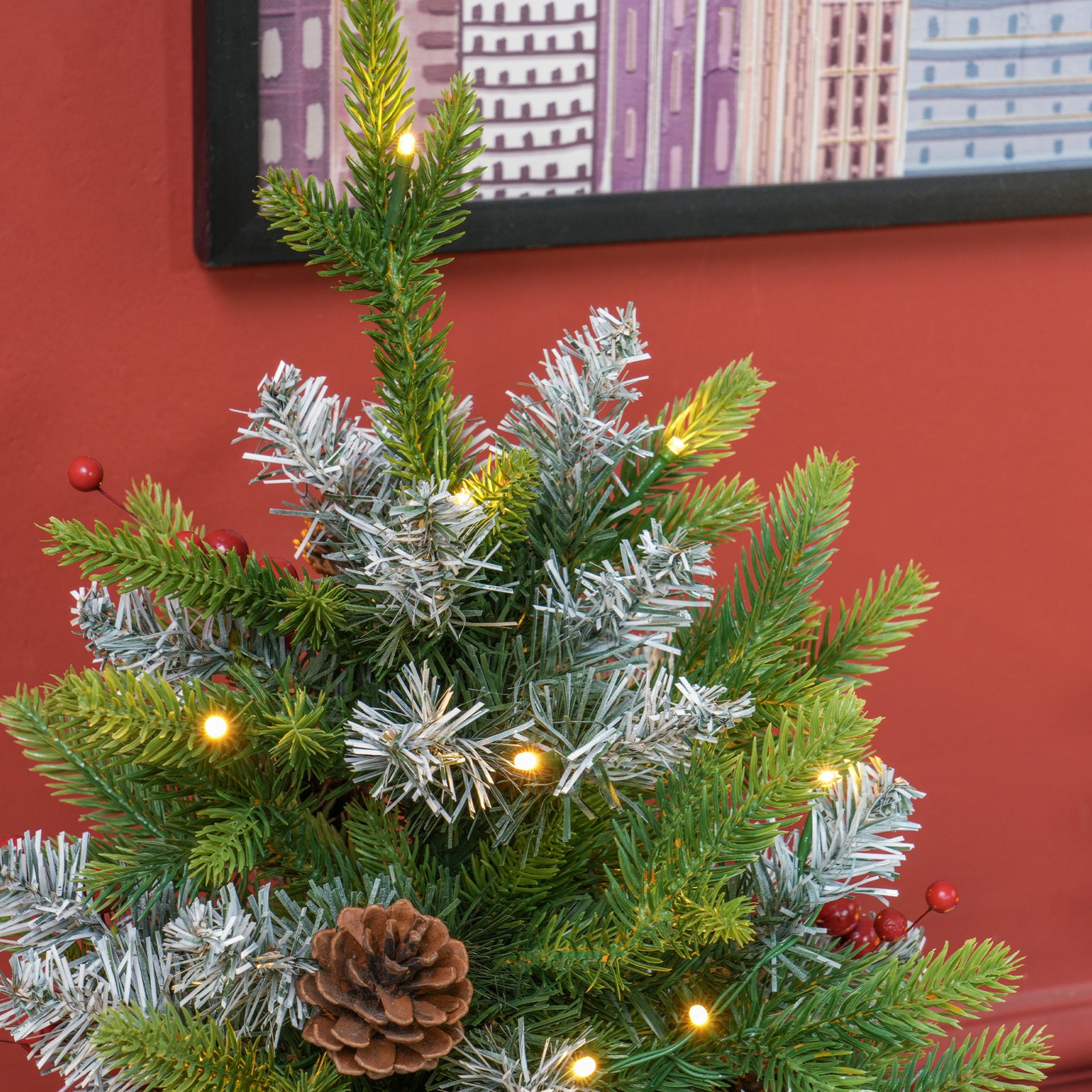 2 Pieces 2' Prelit Artificial Tabletop Christmas Trees, Led Display | 2ft | Green