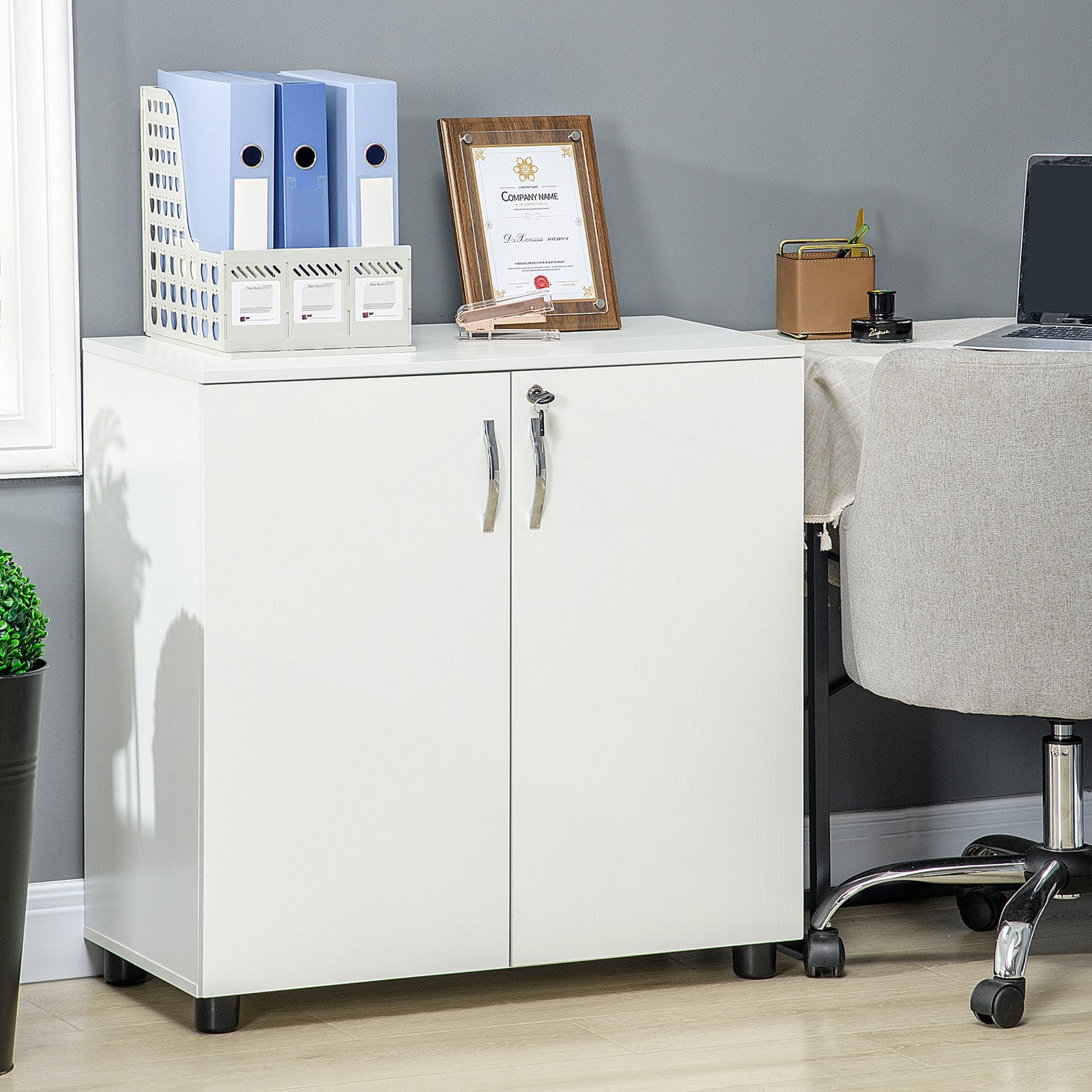 2 Tier Locking Office File Organisation With 2 Keys | One Size | White