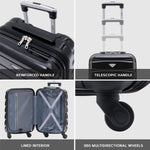 Set Of 3 Hard Shell Suitcase Cabin & Check In Cases With Tsa Lock - Overhead Cabin With Medium & Large Check-in Bag | Set of 3 | Black Gloss