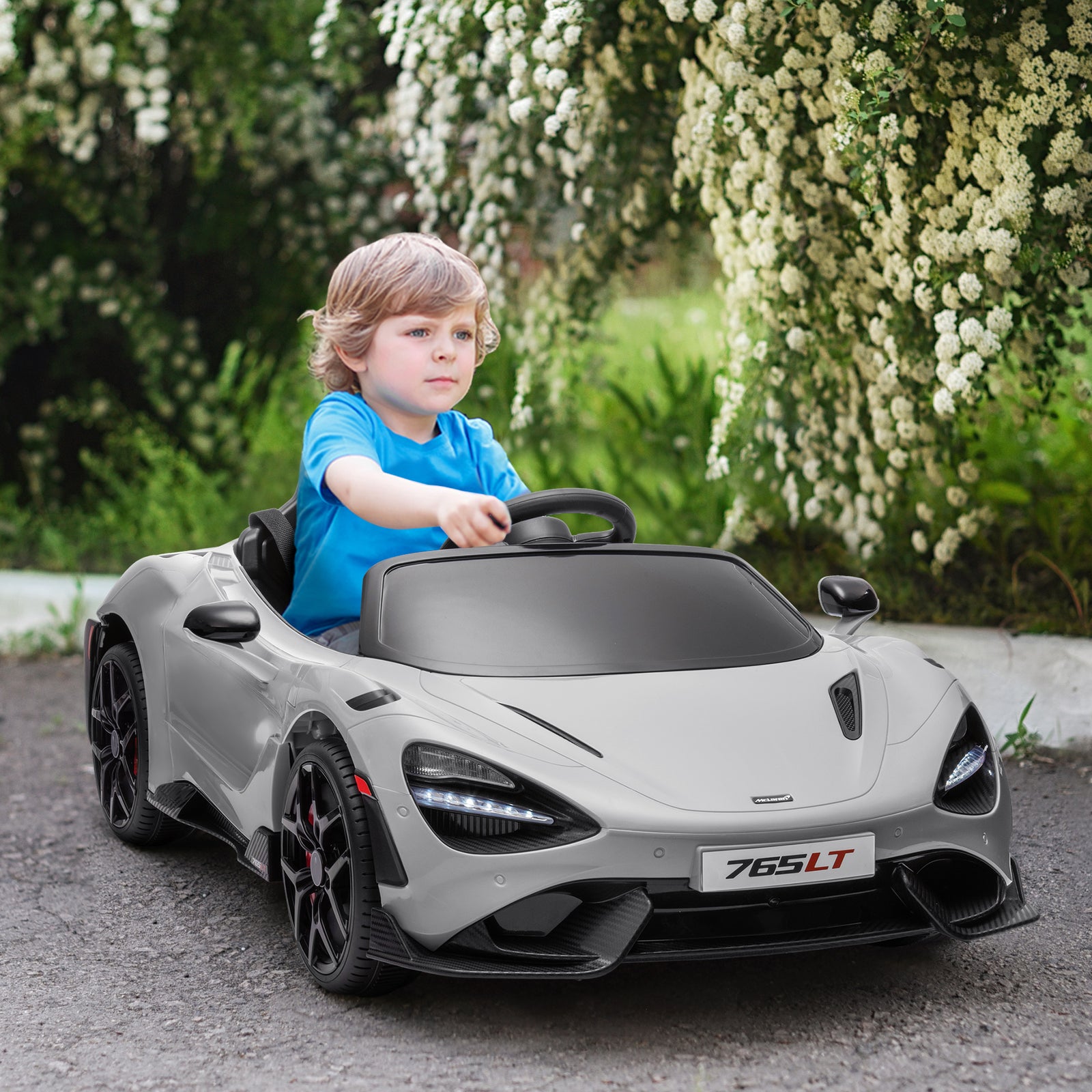 Mclaren 765lt Licensed 12v Kids Ride On Car W/ Mp3 Music | Grey