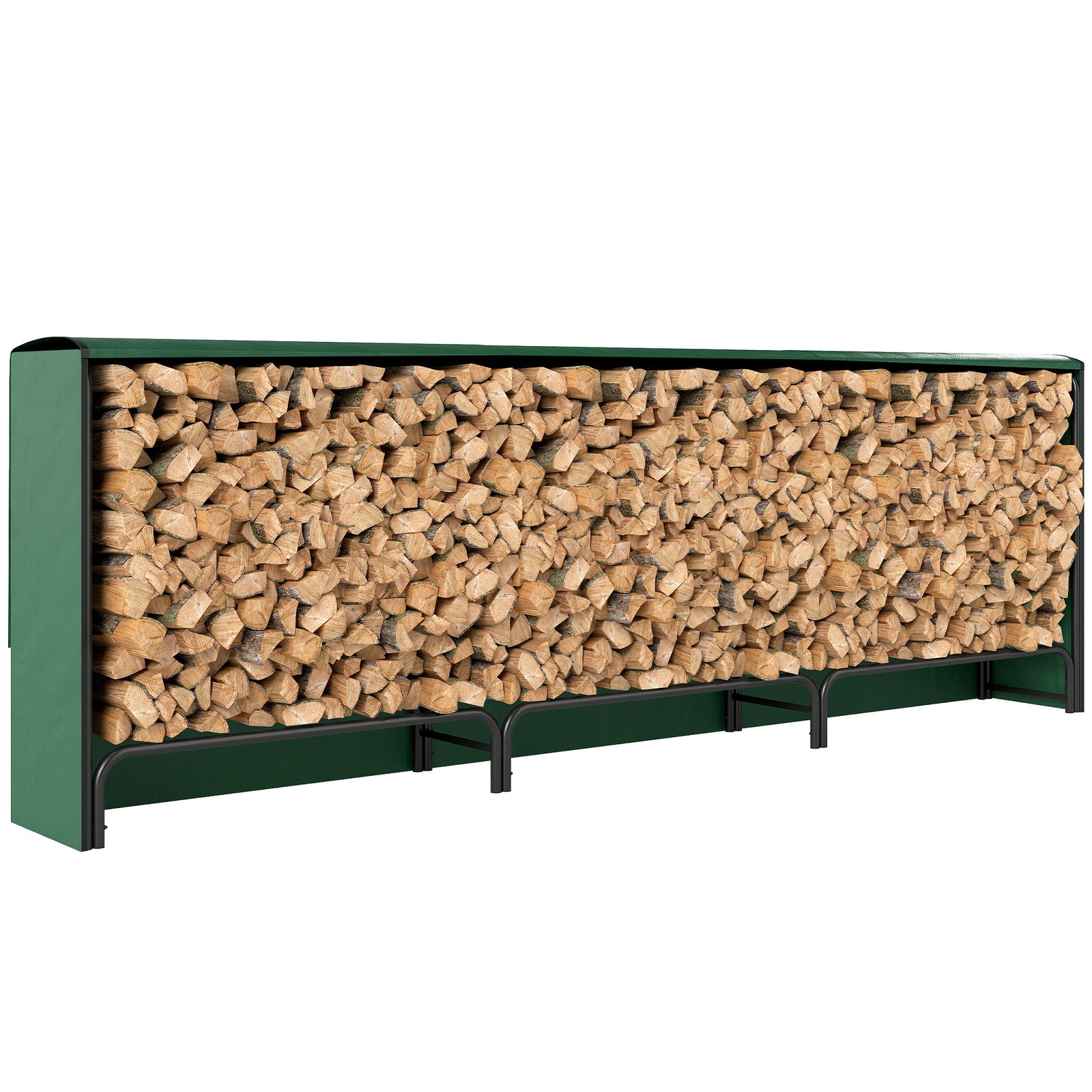 Metal Firewood Rack, Log Holder, 300 X 36 X 99 Cm | Green