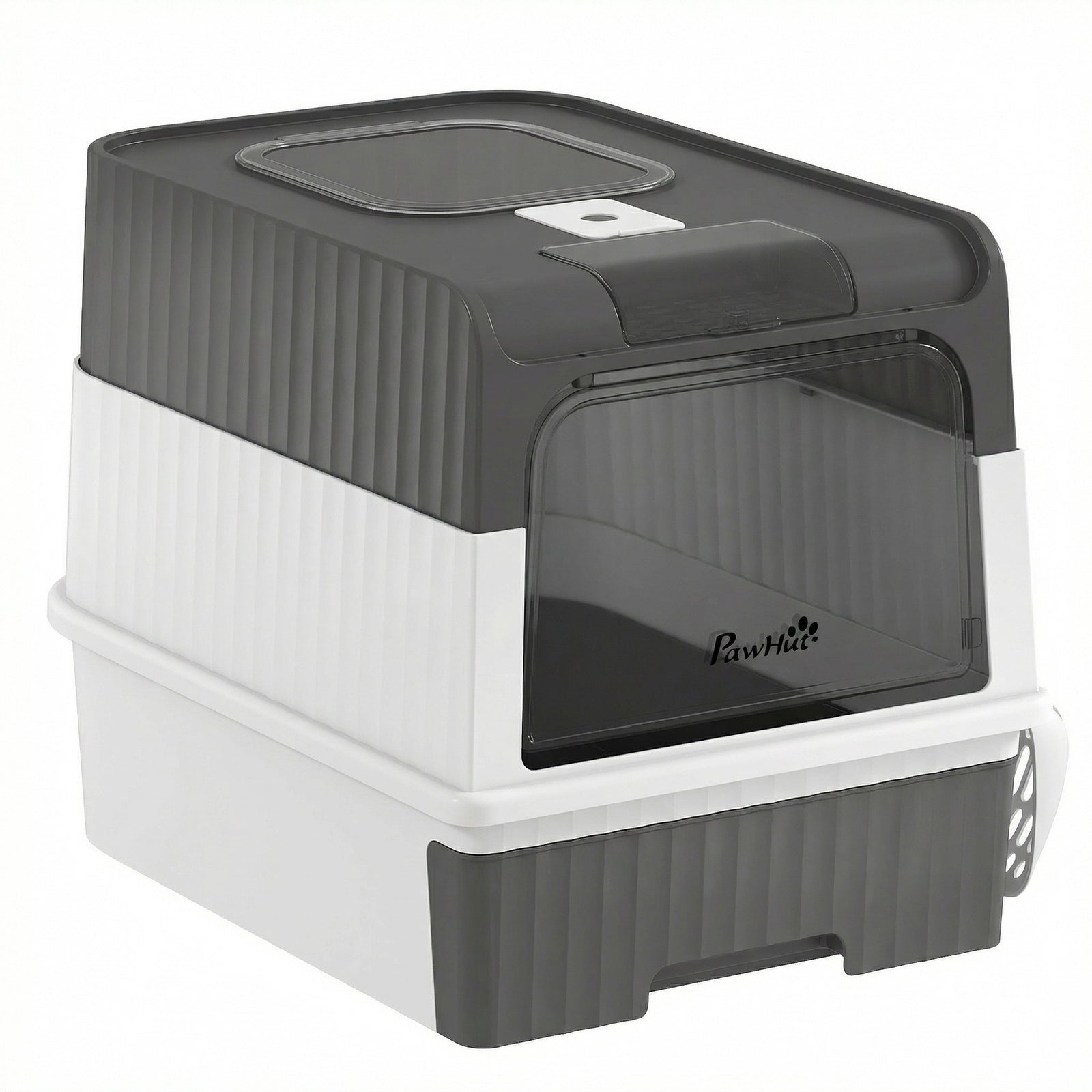 Cat Litter Box, Enclosed Cat Litter Box W/ Lid, Pull-out Drawer Tray | Grey