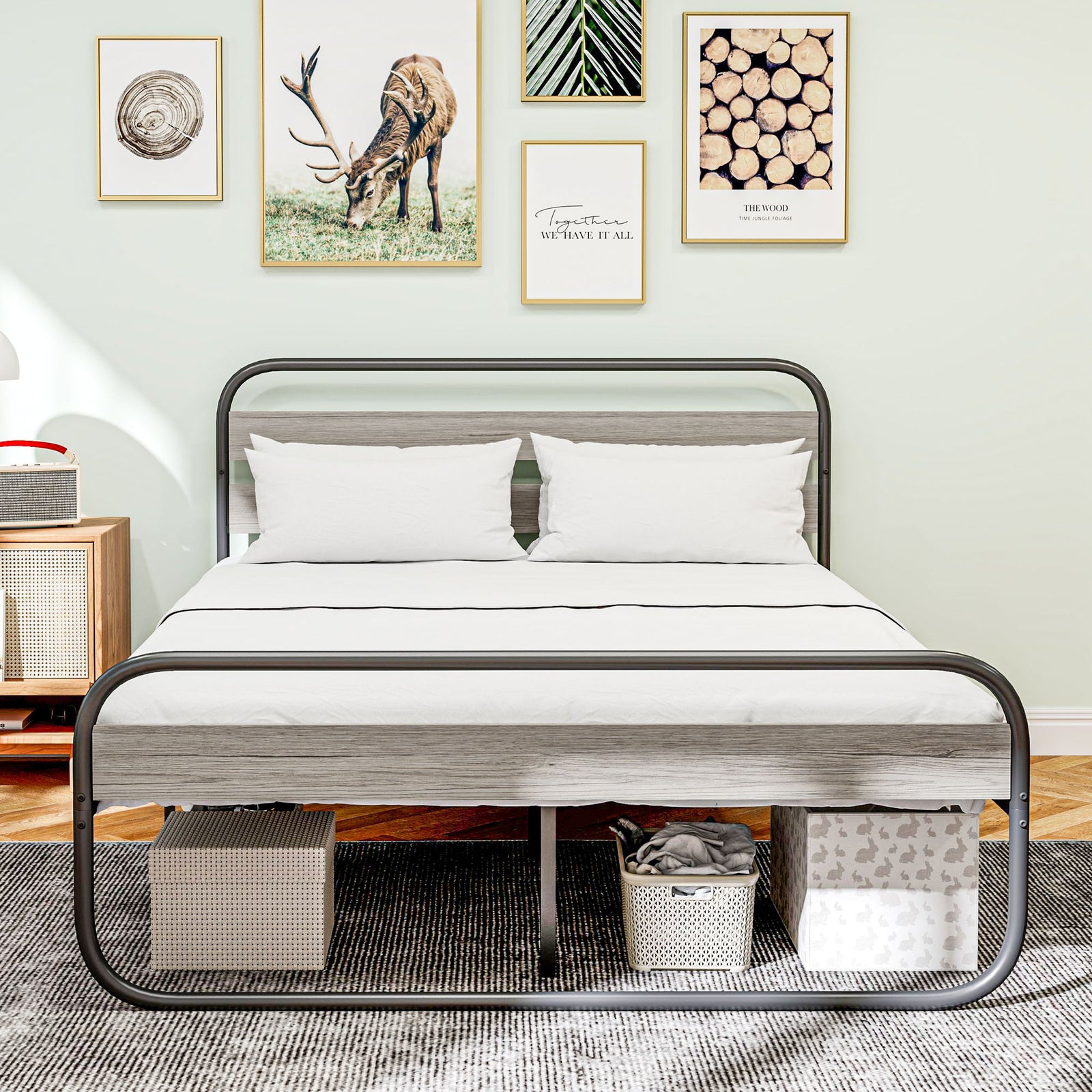 Single/double/king Metal Bed Frame With Under Bed Storage | King