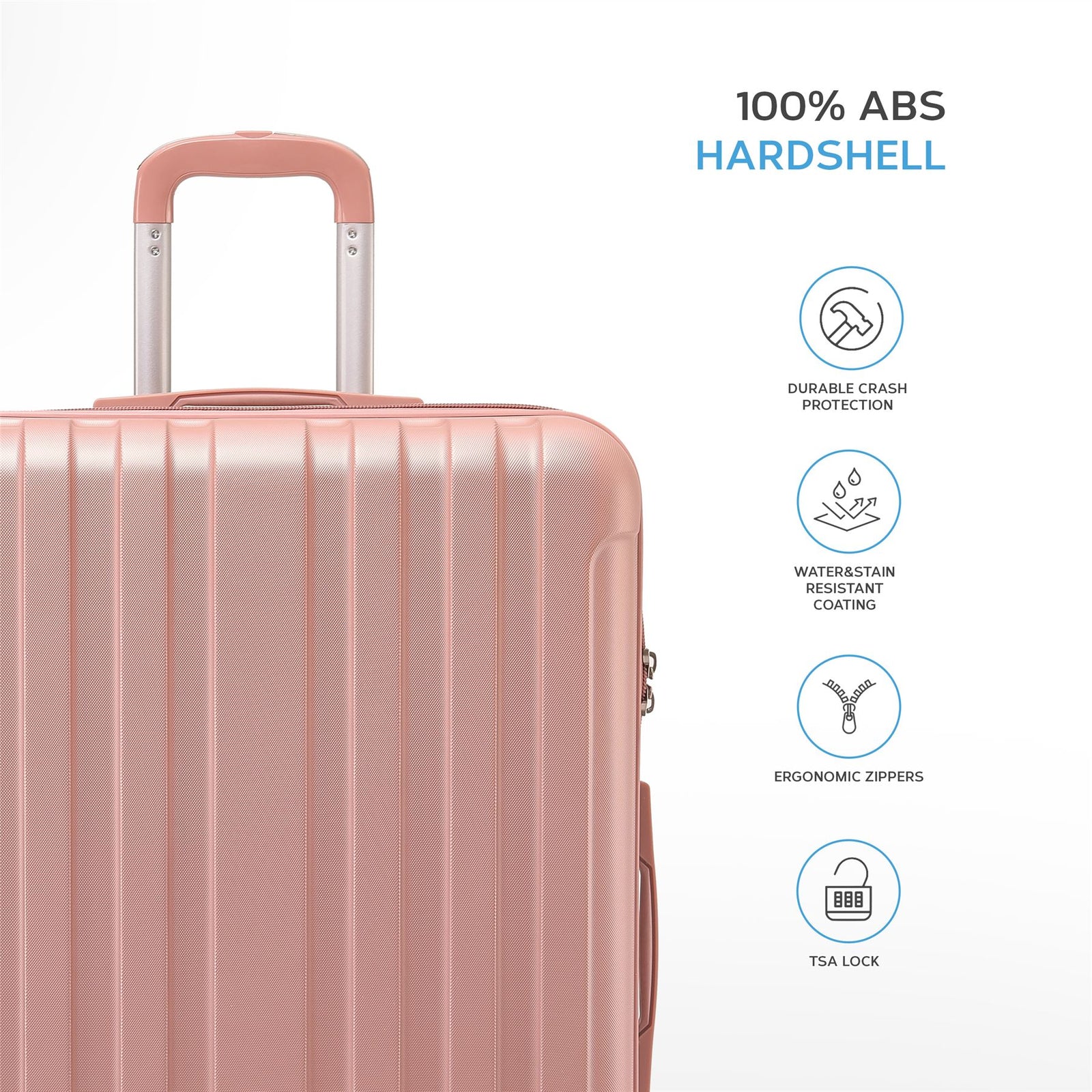 Medium 26" Hard Shell Check In Suitcase 8 Spinner Wheels Hold Luggage | Medium | Rose Gold
