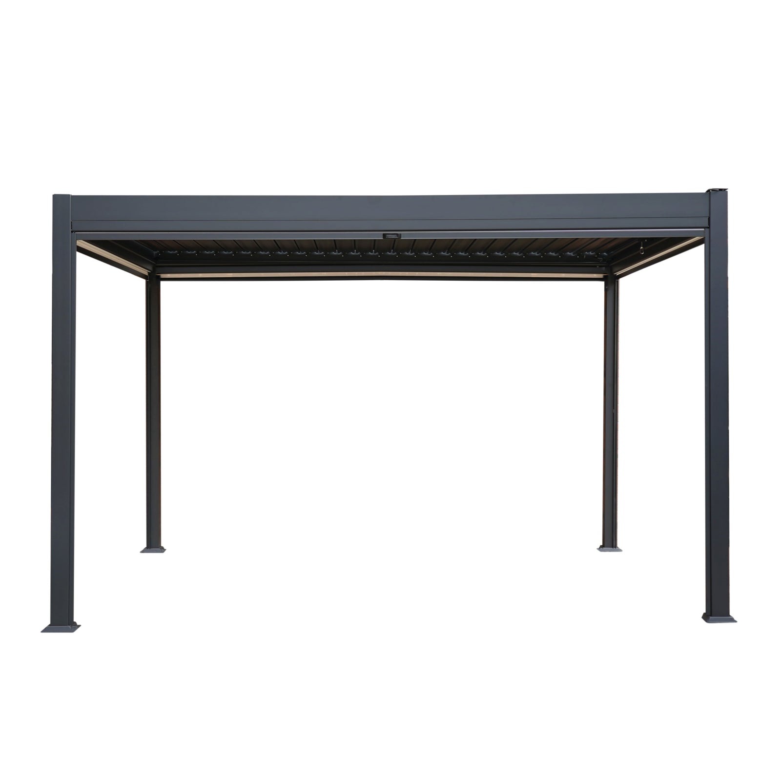 Anthracite Aluminium Pergola With White Blinds | 3m x 4m | Anthracite