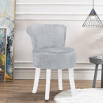Modern Plush Upholstered Dressing Chair With White Legs Small Vanity Makeup Chair