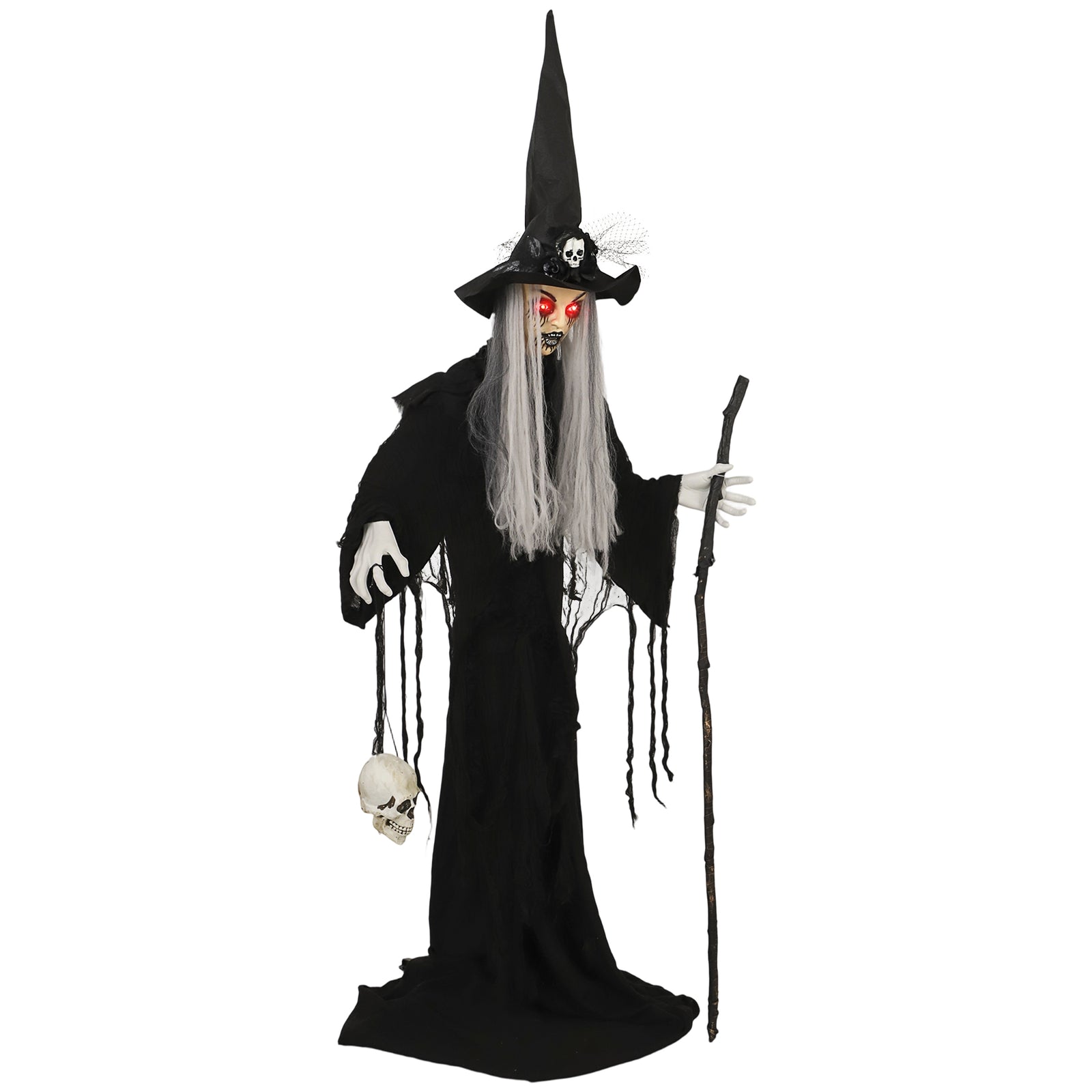 Voice Activated Halloween Animatronics Standing Witch | Black