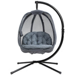 Folding Textelin Swing Hammock Egg With Side Pocket, Cushion | Gray