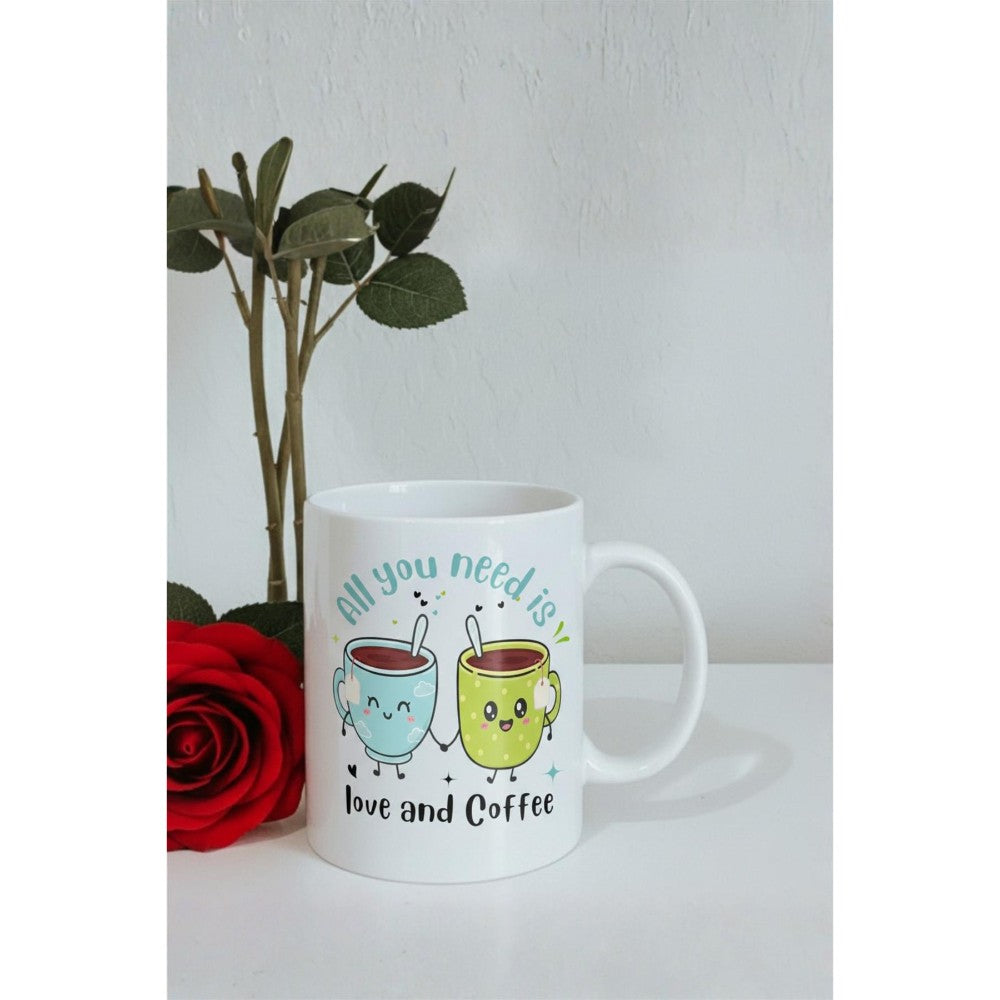 Dyzi All You Need Is Love And Coffee Printed Mug Valentine’s Day Gift